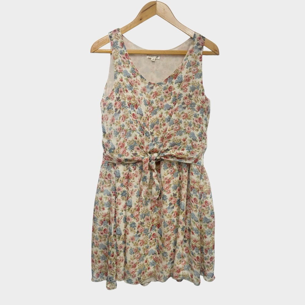 MINE Women Small Sleeveless Mini Dress Floral Prairie Soft Girl Cottagecore